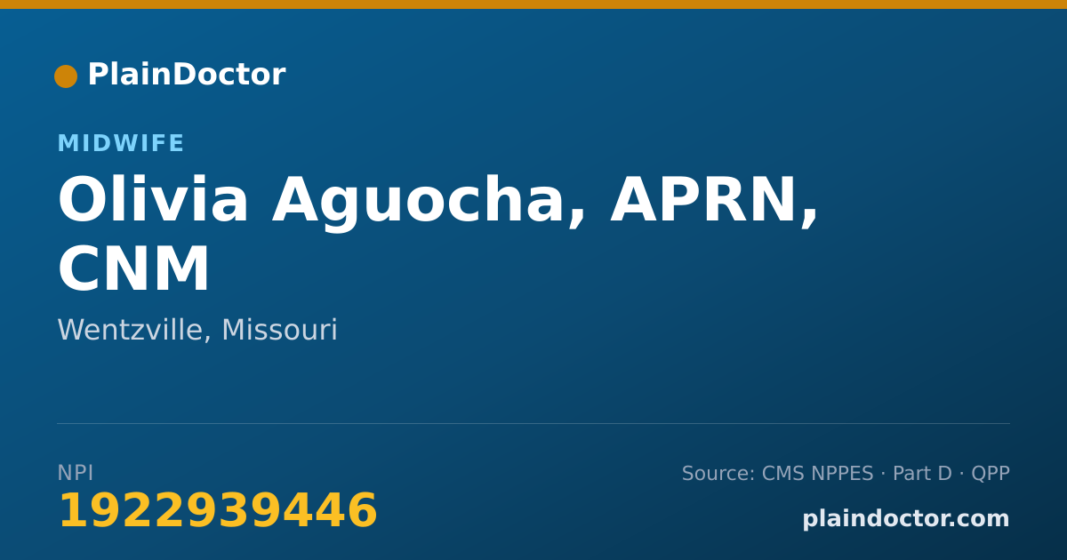 Shareable card for Olivia Aguocha, APRN, CNM - Midwife, Wentzville, MO