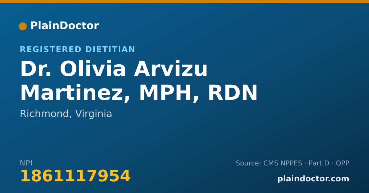 Shareable card for Olivia Arvizu Martinez, MPH, RDN - Registered Dietitian, Richmond, VA