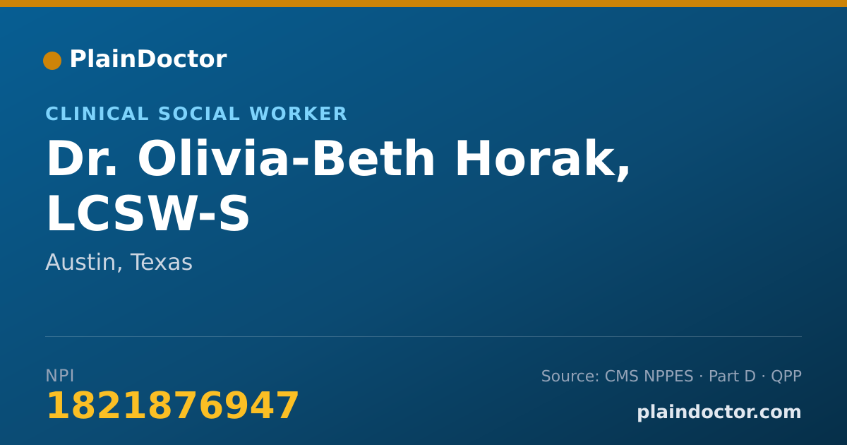 Shareable card for Olivia-Beth Horak, LCSW-S - Clinical Social Worker, Austin, TX