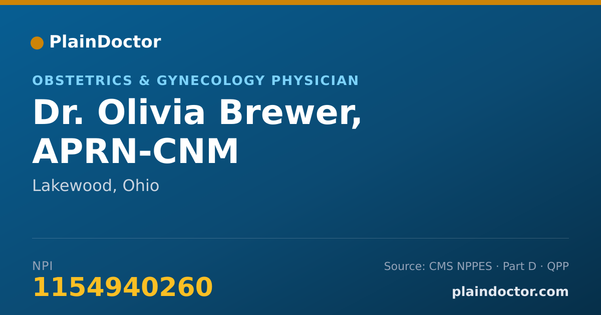 Shareable card for Olivia Brewer, APRN-CNM - Obstetrics & Gynecology Physician, Lakewood, OH