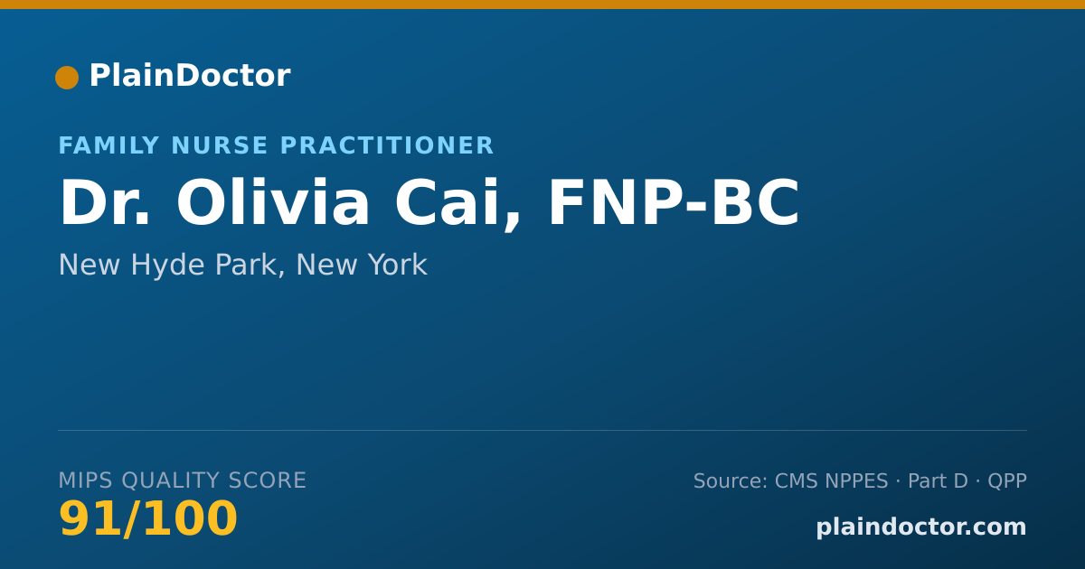 Shareable card for Olivia Cai, FNP-BC - Family Nurse Practitioner, New Hyde Park, NY