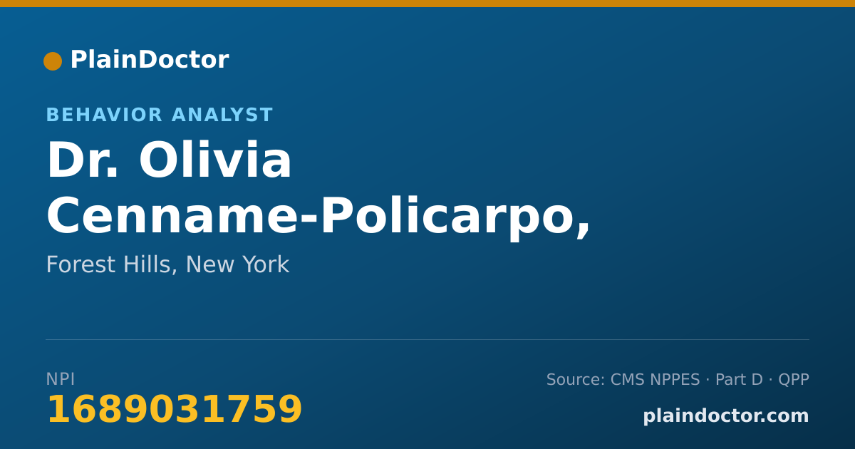 Shareable card for Olivia Cenname-Policarpo, BCBA - Behavior Analyst, Forest Hills, NY