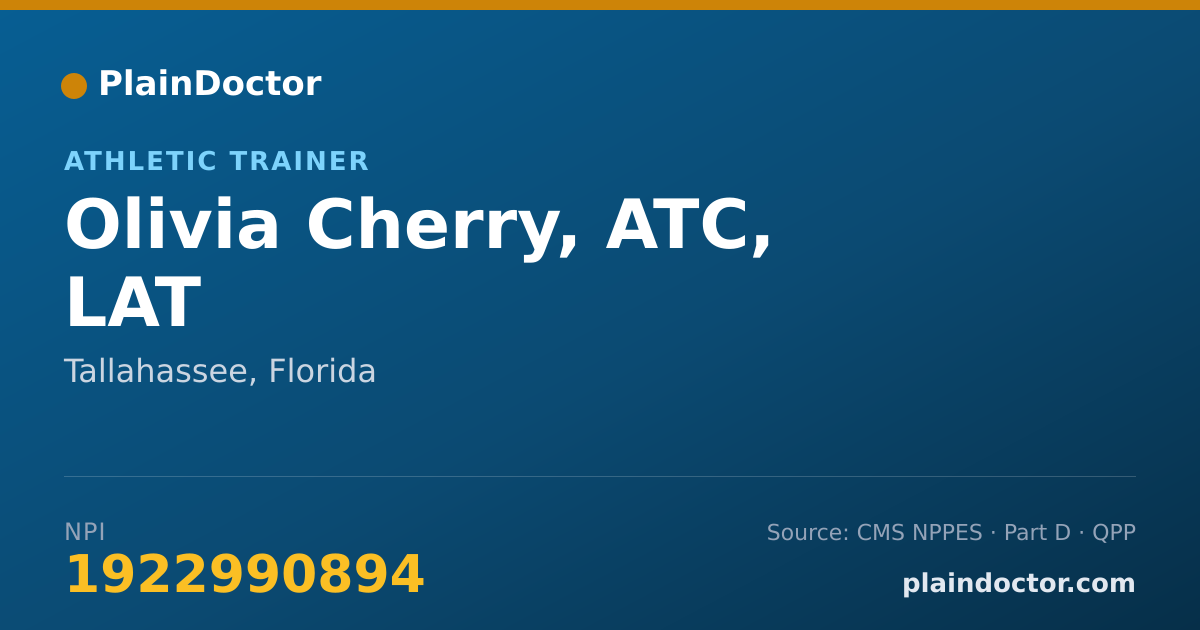Shareable card for Olivia Cherry, ATC, LAT - Athletic Trainer, Tallahassee, FL