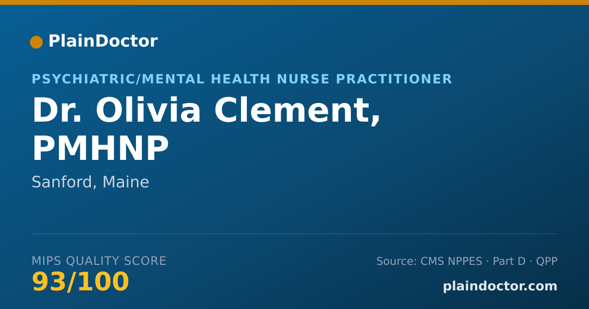 Shareable card for Olivia Clement, PMHNP - Psychiatric/Mental Health Nurse Practitioner, Sanford, ME