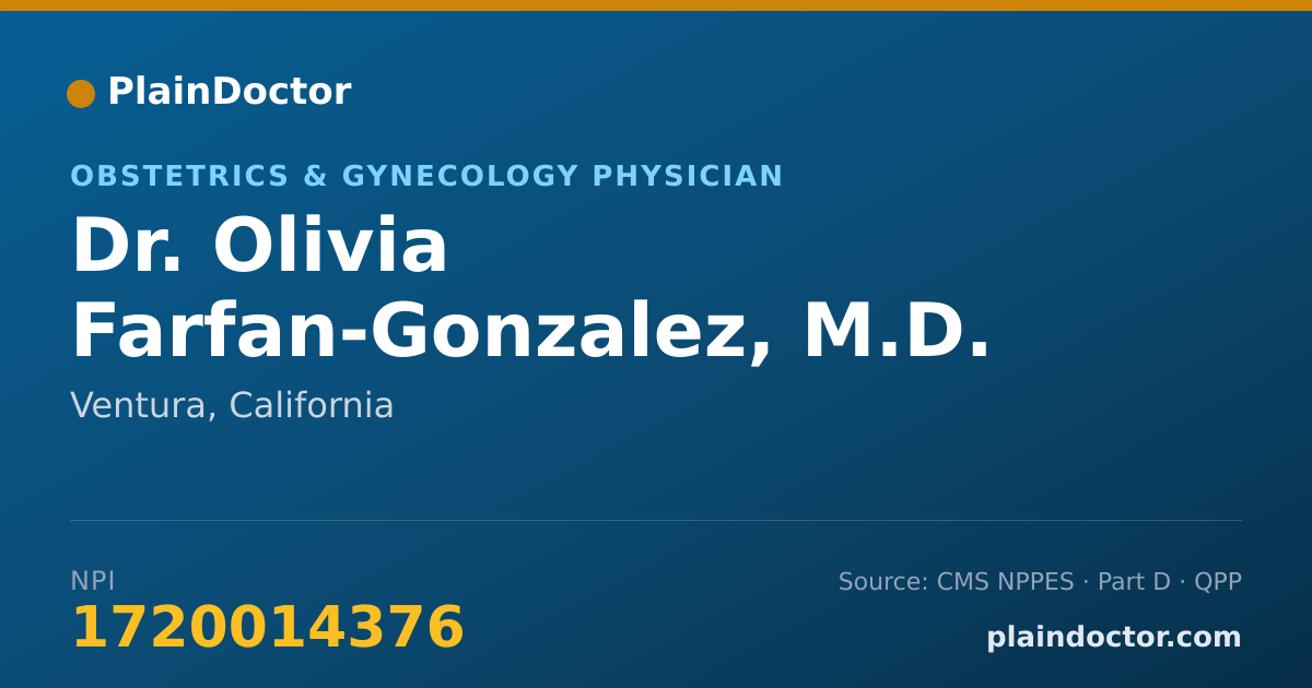 Shareable card for Olivia Farfan-Gonzalez, M.D. - Obstetrics & Gynecology Physician, Ventura, CA
