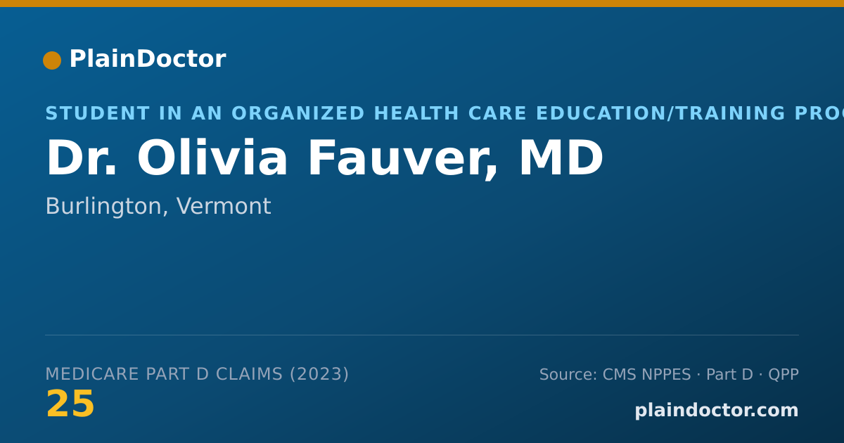 Shareable card for Olivia Fauver, MD - Student in an Organized Health Care Education/Training Program, Burlington, VT