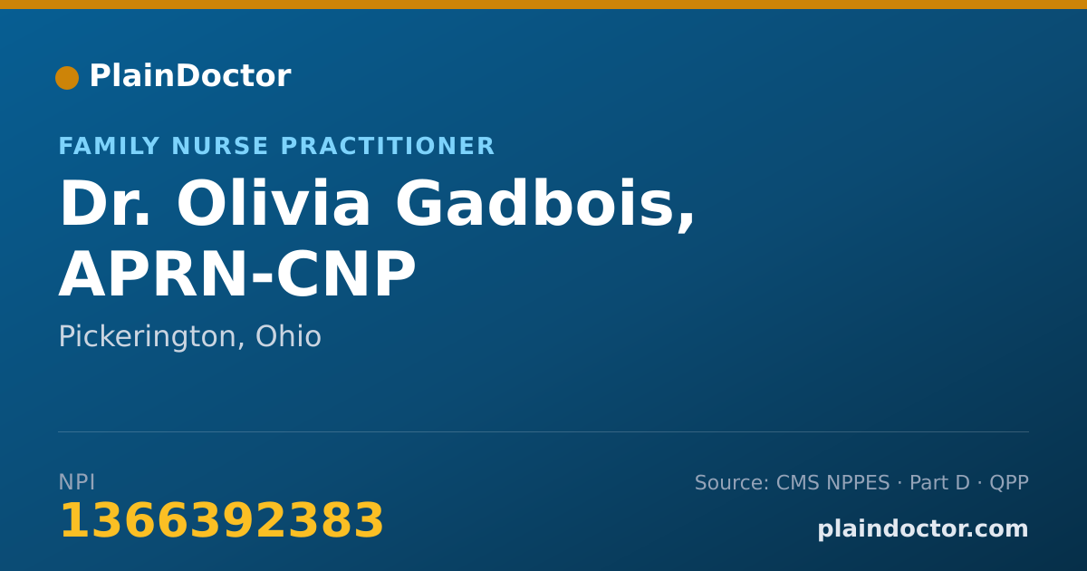 Shareable card for Olivia Gadbois, APRN-CNP - Family Nurse Practitioner, Pickerington, OH