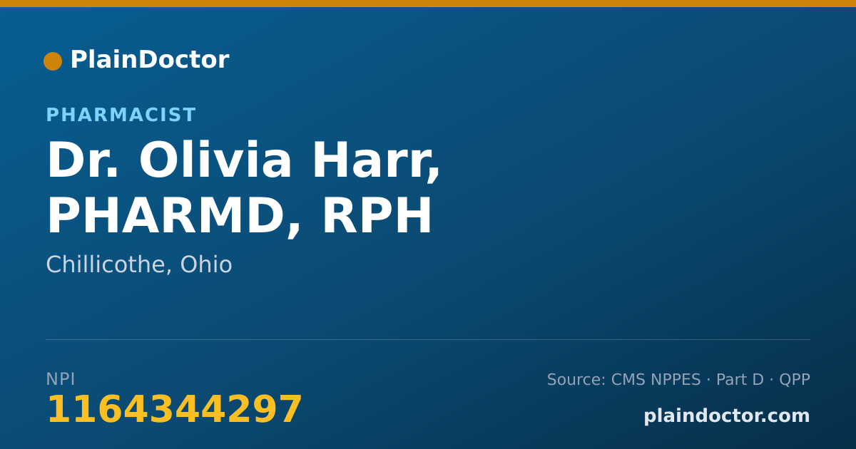 Shareable card for Olivia Harr, PHARMD, RPH - Pharmacist, Chillicothe, OH