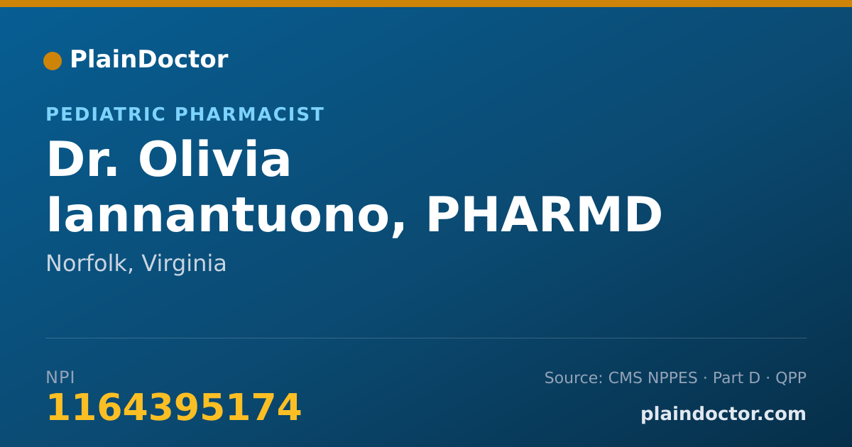 Shareable card for Olivia Iannantuono, PHARMD - Pediatric Pharmacist, Norfolk, VA