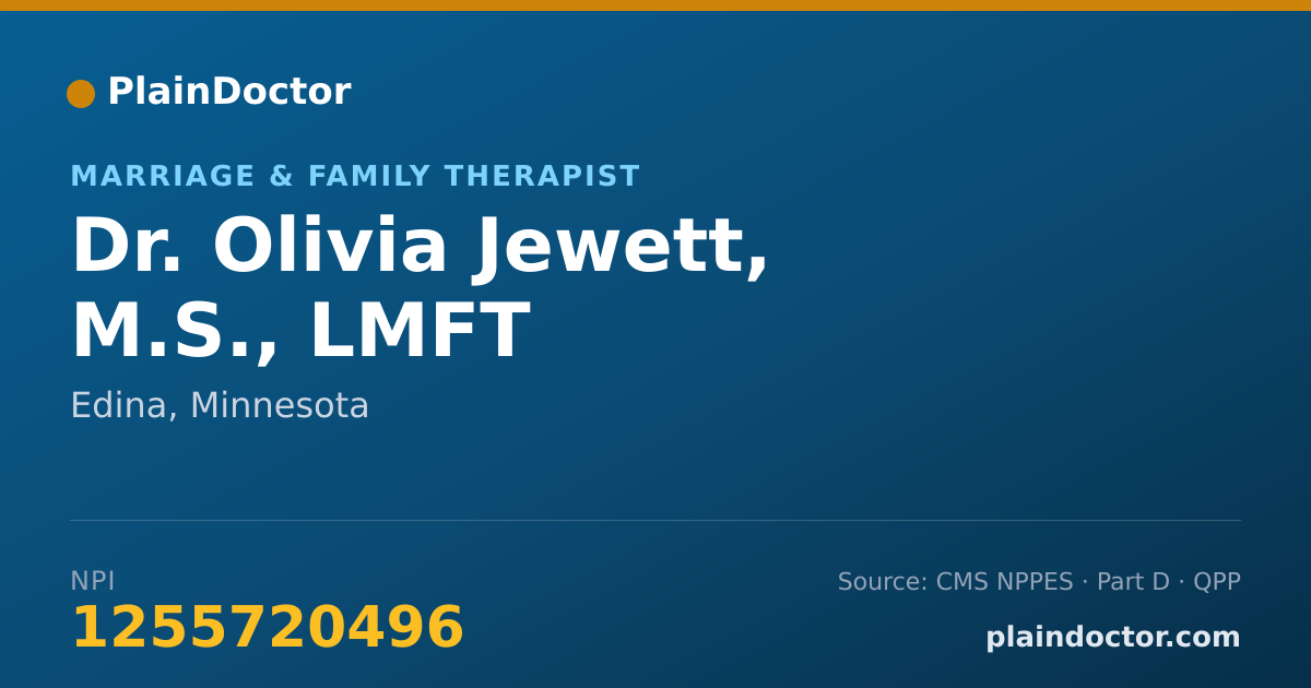 Shareable card for Olivia Jewett, M.S., LMFT - Marriage & Family Therapist, Edina, MN