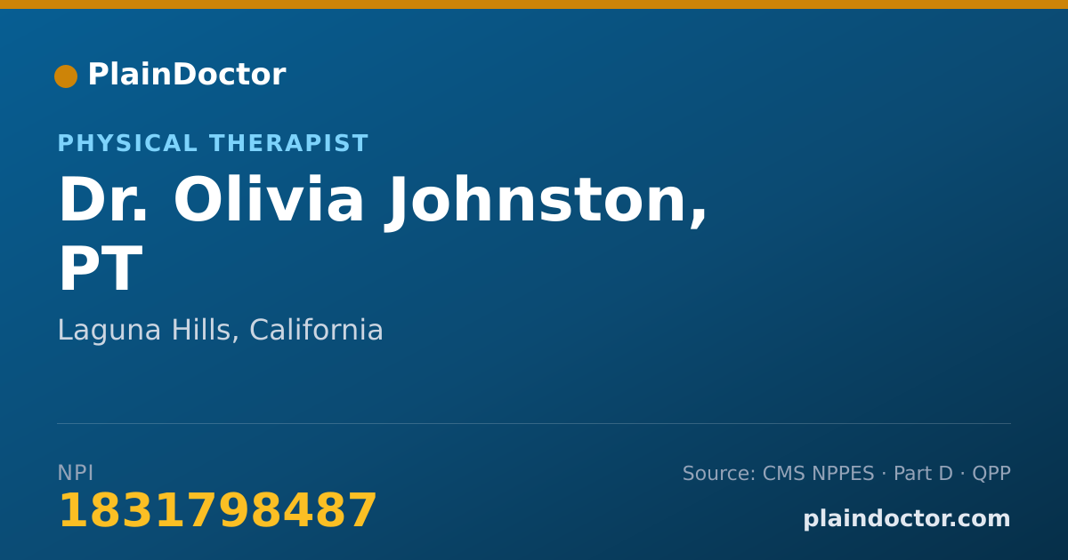 Shareable card for Olivia Johnston, PT - Physical Therapist, Laguna Hills, CA