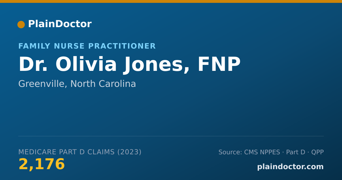 Shareable card for Olivia Jones, FNP - Family Nurse Practitioner, Greenville, NC