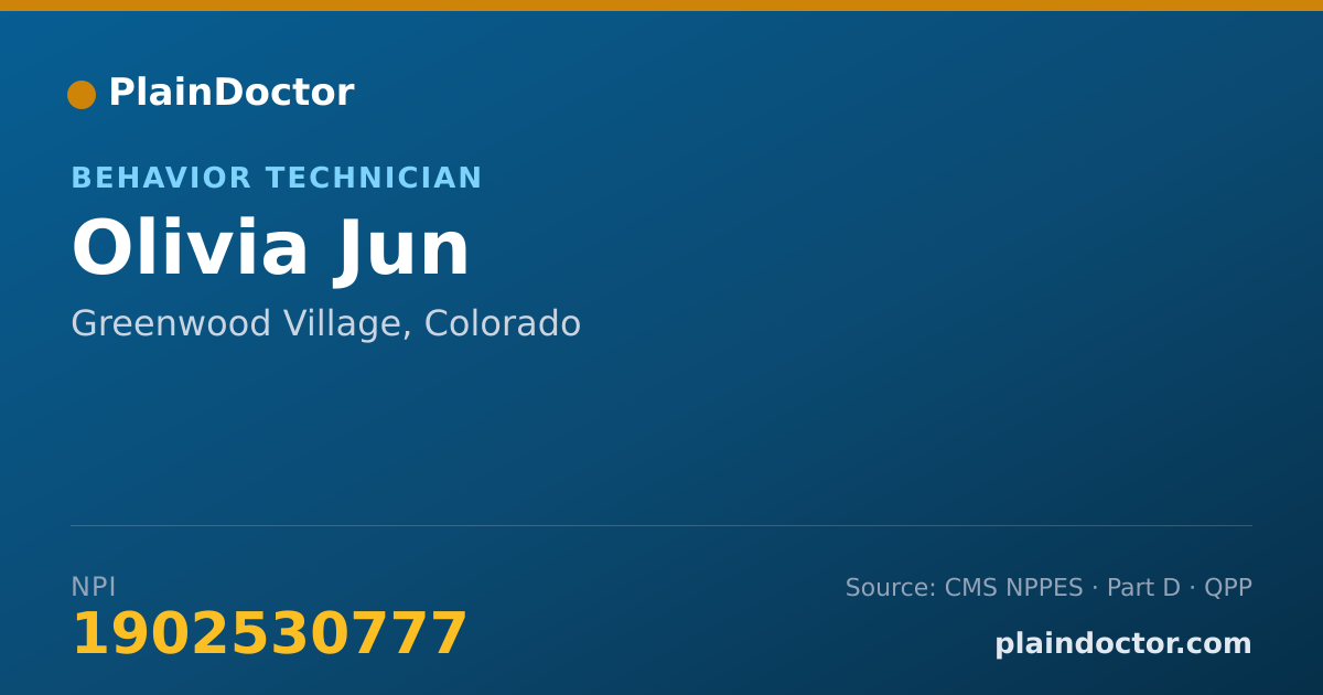 Shareable card for Olivia Jun - Behavior Technician, Greenwood Village, CO