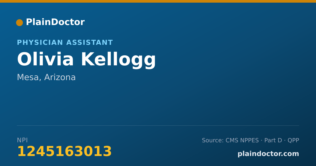 Shareable card for Olivia Kellogg - Physician Assistant, Mesa, AZ