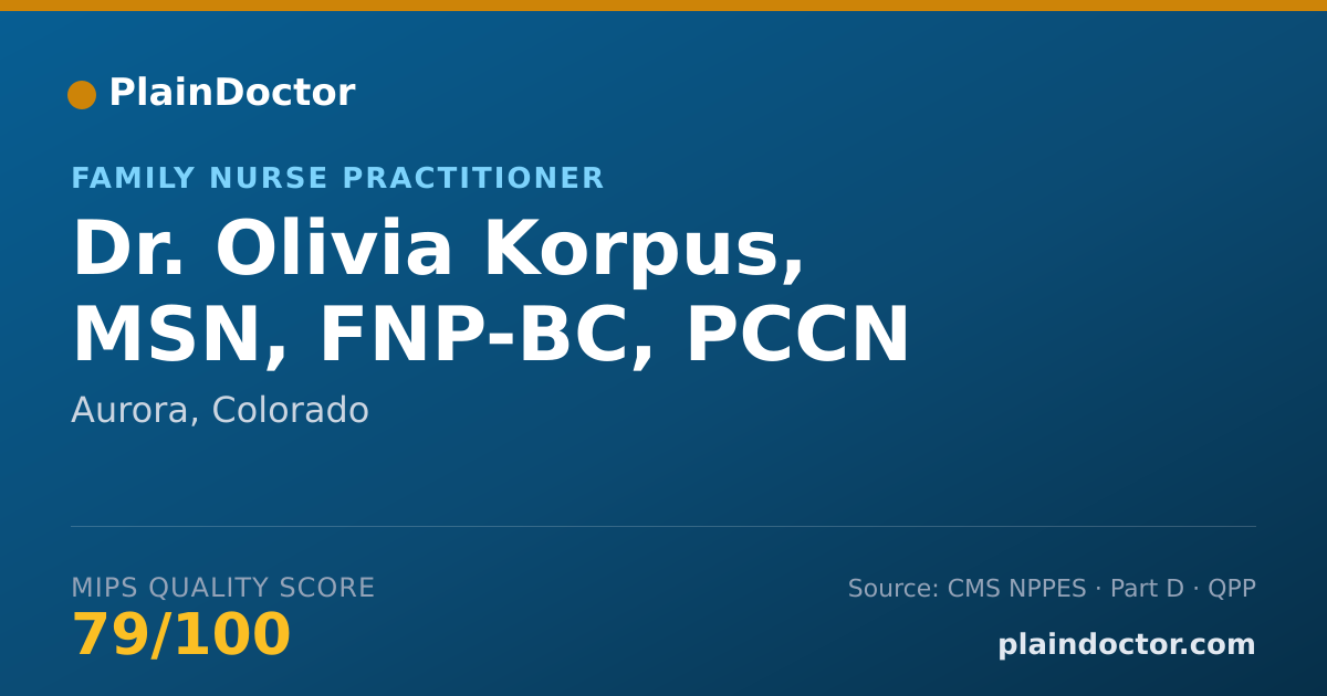 Shareable card for Olivia Korpus, MSN, FNP-BC, PCCN - Family Nurse Practitioner, Aurora, CO