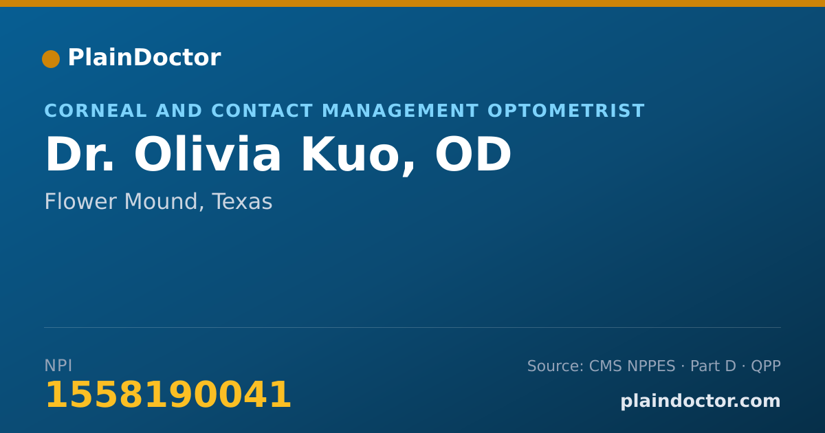Shareable card for Olivia Kuo, OD - Corneal and Contact Management Optometrist, Flower Mound, TX
