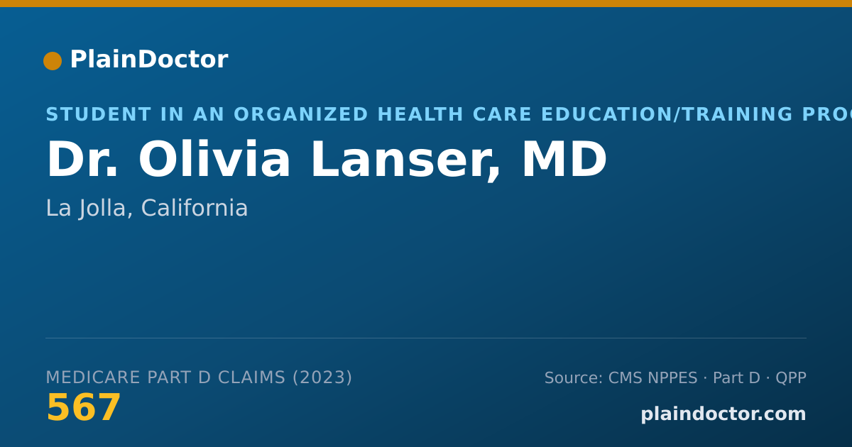 Shareable card for Olivia Lanser, MD - Student in an Organized Health Care Education/Training Program, La Jolla, CA