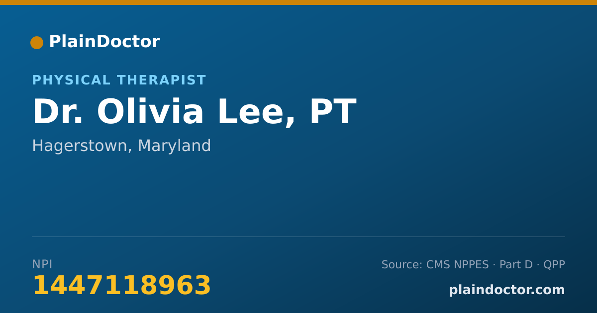 Shareable card for Olivia Lee, PT - Physical Therapist, Hagerstown, MD