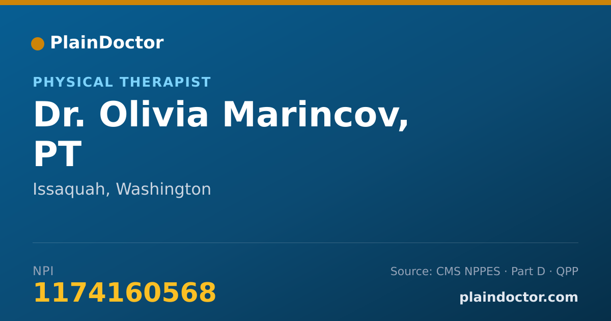 Shareable card for Olivia Marincov, PT - Physical Therapist, Issaquah, WA