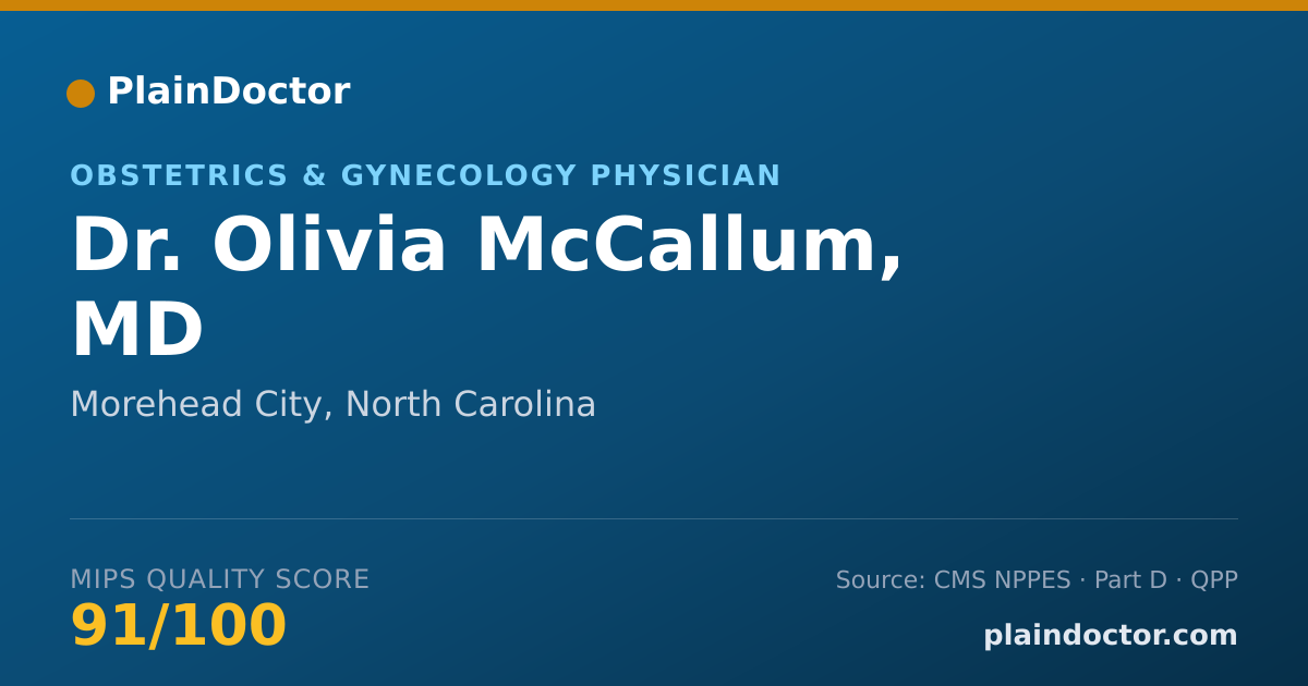 Shareable card for Olivia McCallum, MD - Obstetrics & Gynecology Physician, Morehead City, NC