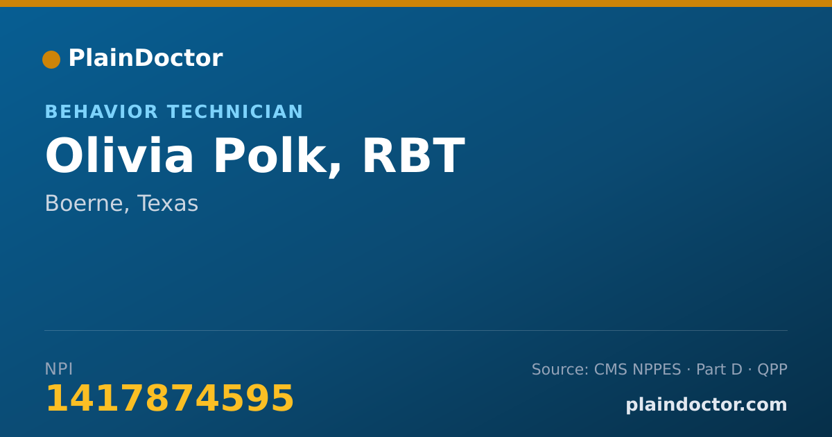 Shareable card for Olivia Polk, RBT - Behavior Technician, Boerne, TX