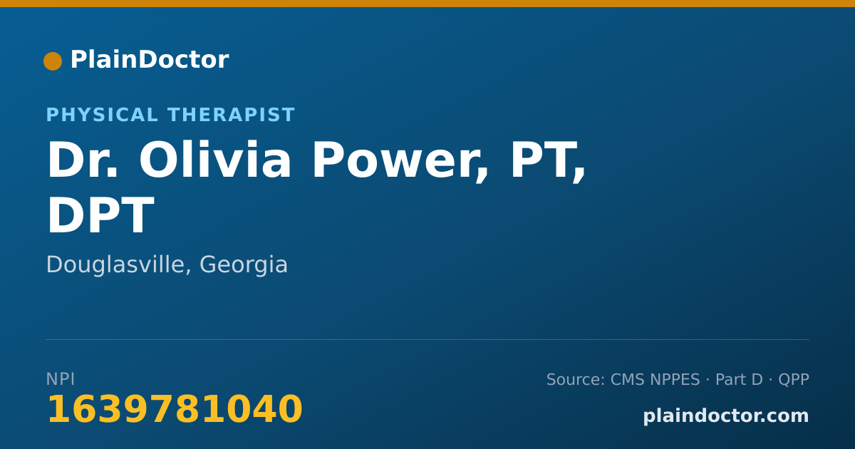 Shareable card for Olivia Power, PT, DPT - Physical Therapist, Douglasville, GA