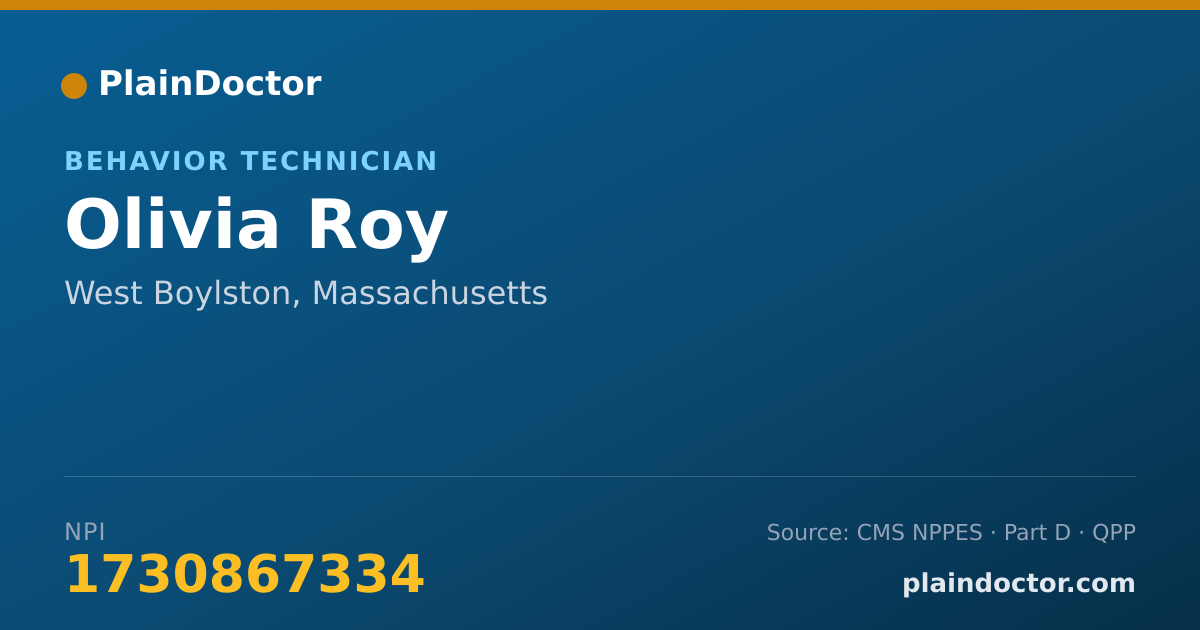 Shareable card for Olivia Roy - Behavior Technician, West Boylston, MA