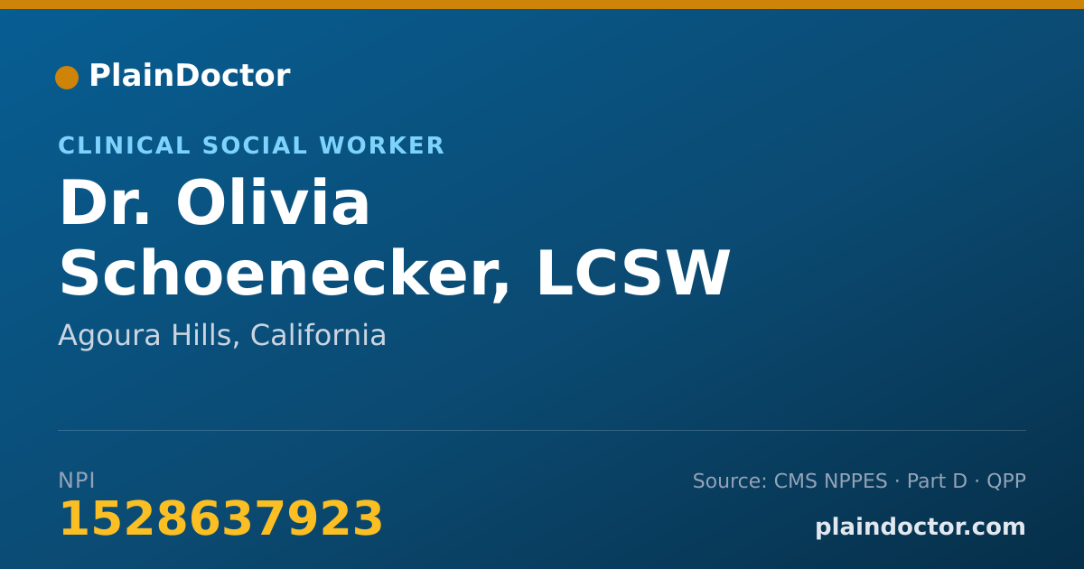 Shareable card for Olivia Schoenecker, LCSW - Clinical Social Worker, Agoura Hills, CA