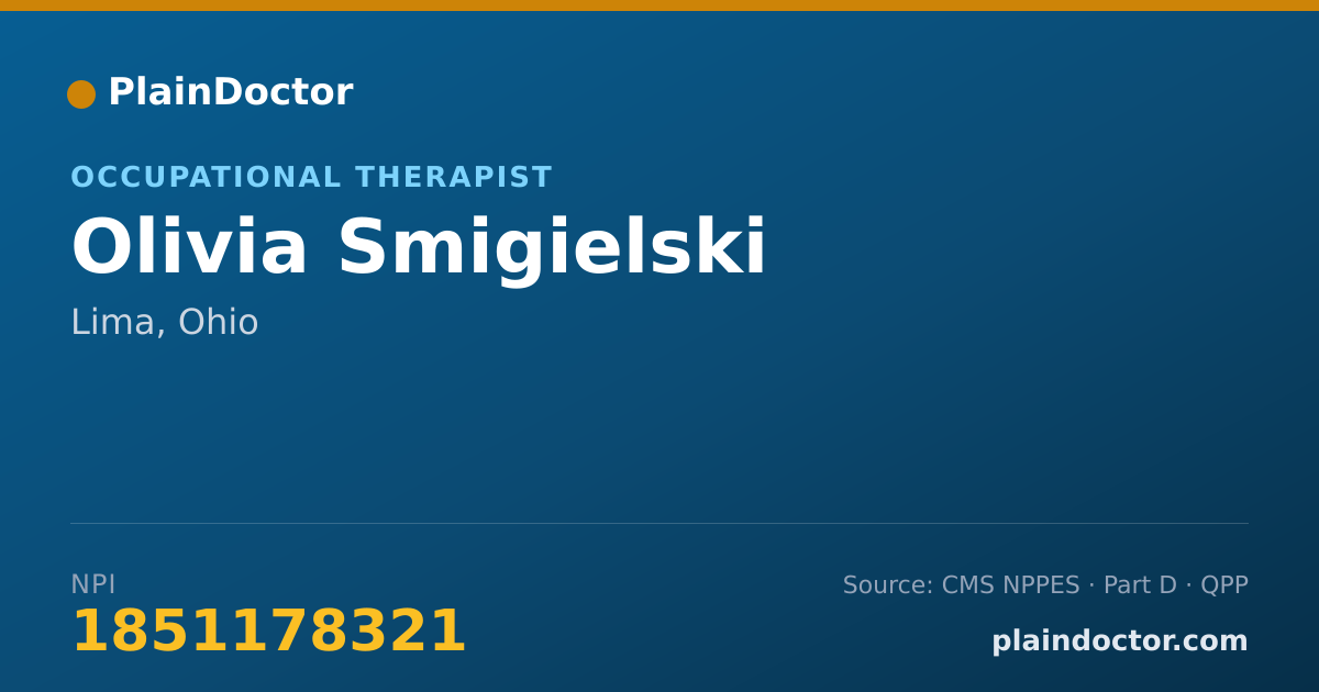 Shareable card for Olivia Smigielski - Occupational Therapist, Lima, OH
