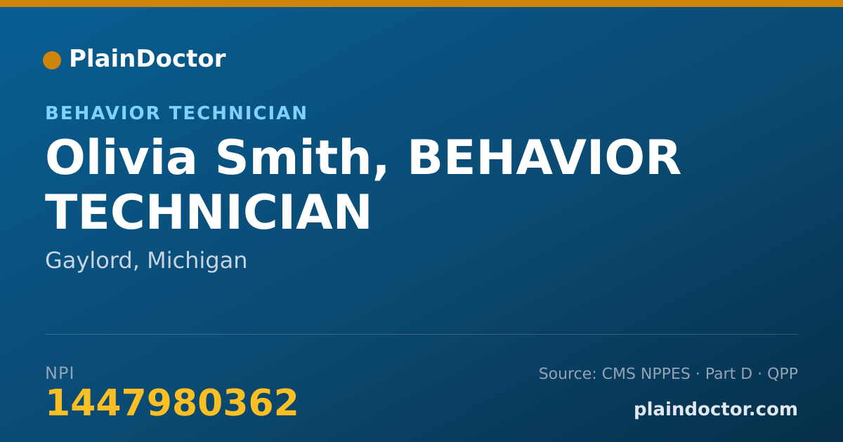 Shareable card for Olivia Smith, BEHAVIOR TECHNICIAN - Behavior Technician, Gaylord, MI