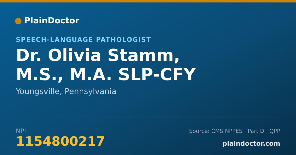 Shareable card for Olivia Stamm, M.S., M.A. SLP-CFY - Speech-Language Pathologist, Youngsville, PA