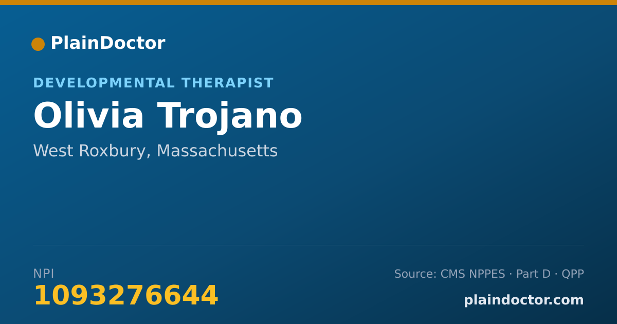 Shareable card for Olivia Trojano - Developmental Therapist, West Roxbury, MA