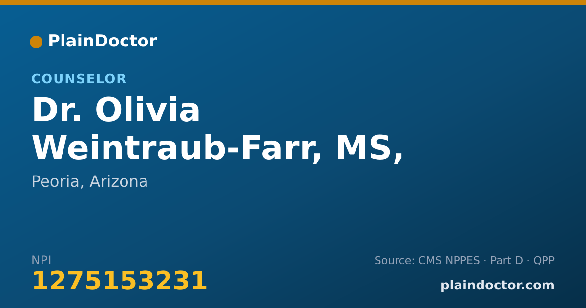 Shareable card for Olivia Weintraub-Farr, MS, LAC - Counselor, Peoria, AZ