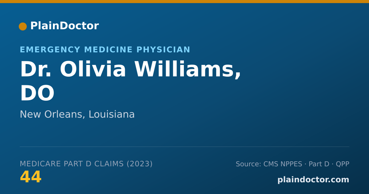 Shareable card for Olivia Williams, DO - Emergency Medicine Physician, New Orleans, LA