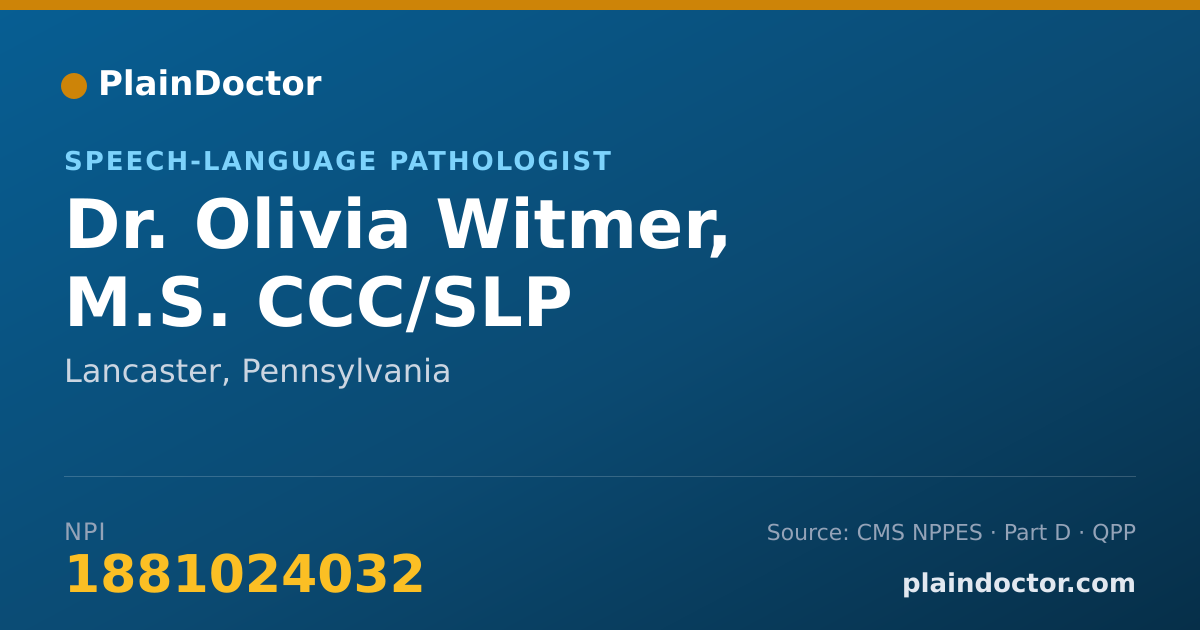 Shareable card for Olivia Witmer, M.S. CCC/SLP - Speech-Language Pathologist, Lancaster, PA