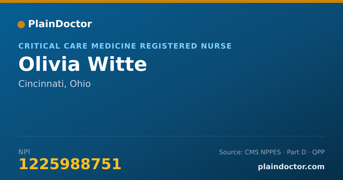 Shareable card for Olivia Witte - Critical Care Medicine Registered Nurse, Cincinnati, OH
