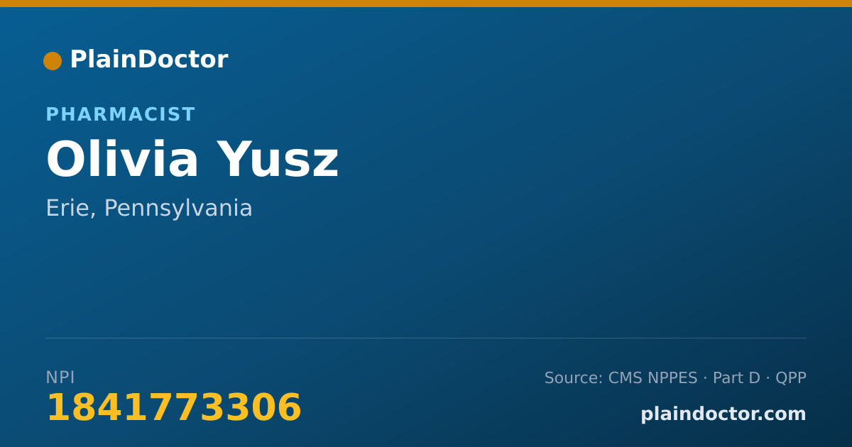 Shareable card for Olivia Yusz - Pharmacist, Erie, PA