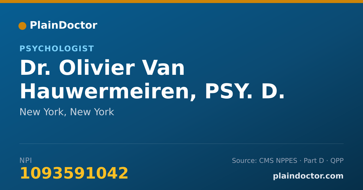 Shareable card for Olivier Van Hauwermeiren, PSY. D. - Psychologist, New York, NY