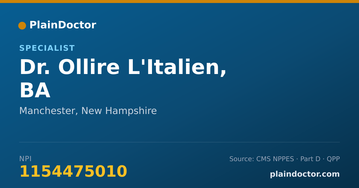 Shareable card for Ollire L'Italien, BA - Specialist, Manchester, NH