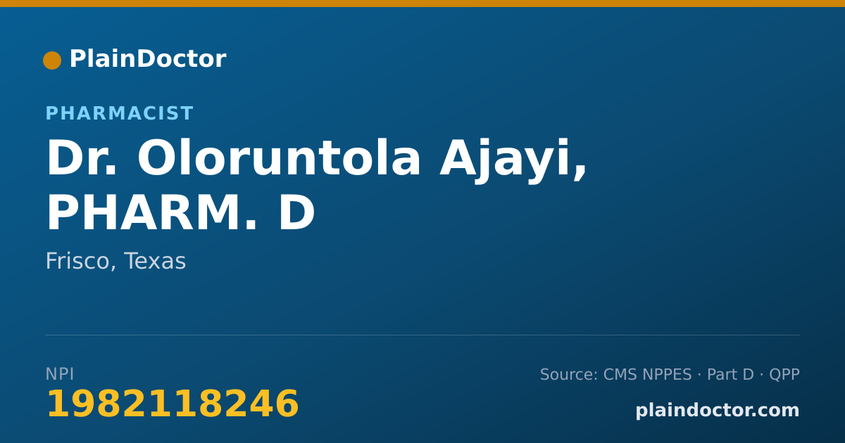 Shareable card for Oloruntola Ajayi, PHARM. D - Pharmacist, Frisco, TX
