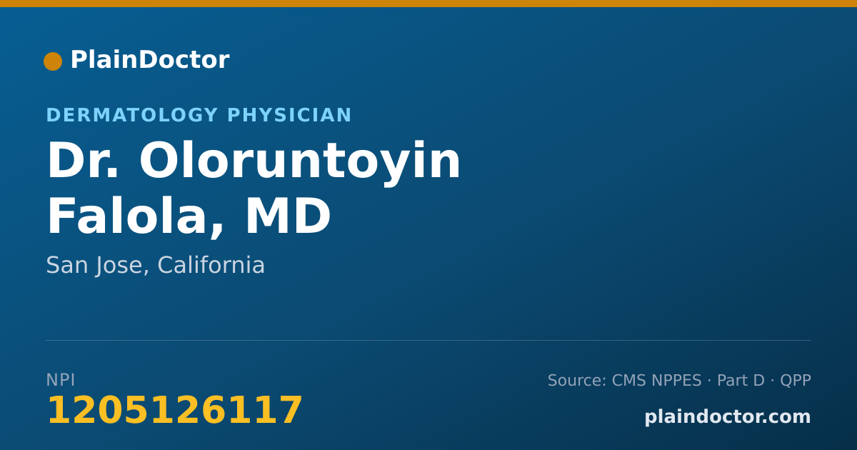 Shareable card for Oloruntoyin Falola, MD - Dermatology Physician, San Jose, CA