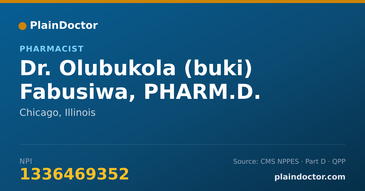 Shareable card for Olubukola (buki) Fabusiwa, PHARM.D. - Pharmacist, Chicago, IL