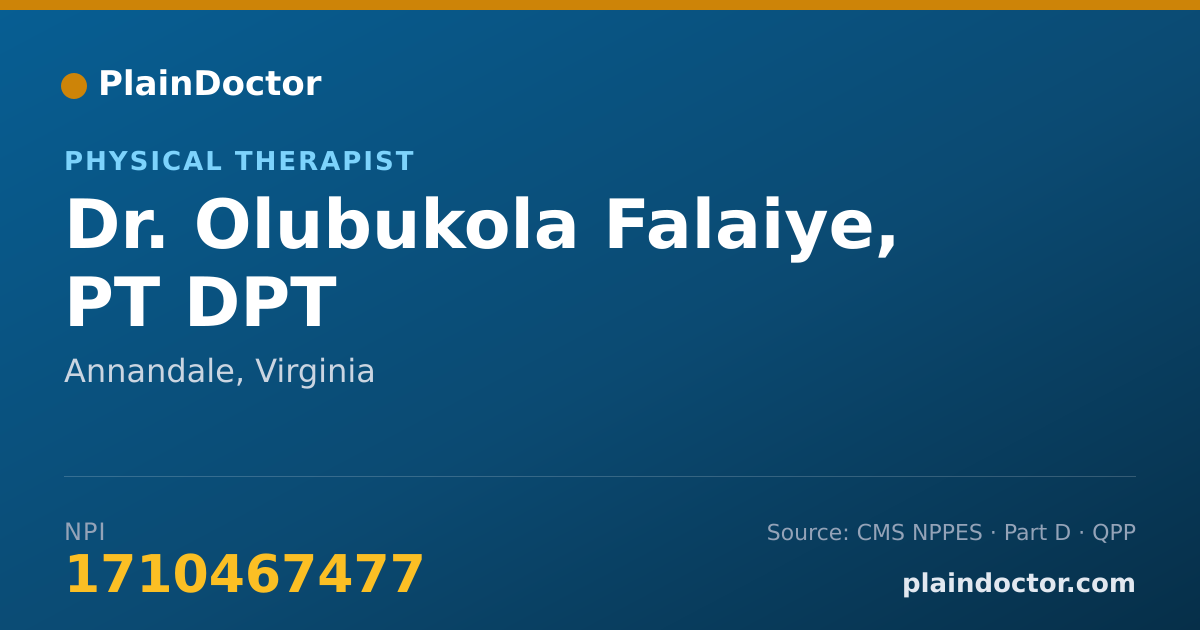 Shareable card for Olubukola Falaiye, PT DPT - Physical Therapist, Annandale, VA