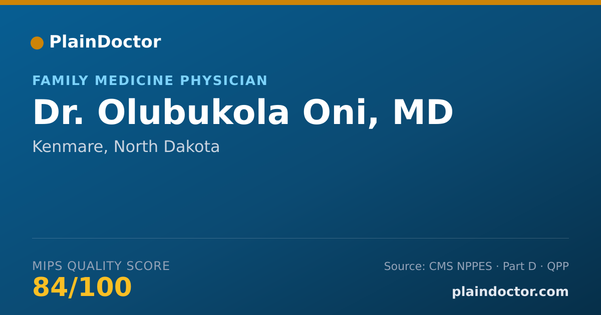 Shareable card for Olubukola Oni, MD - Family Medicine Physician, Kenmare, ND