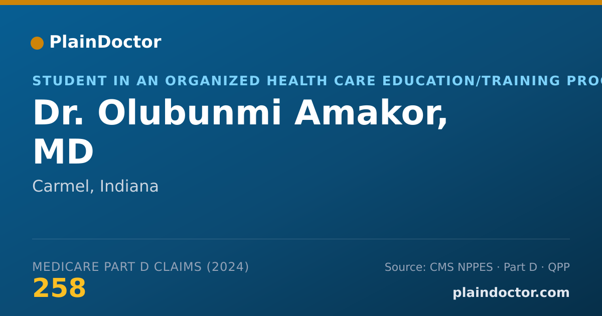 Shareable card for Olubunmi Amakor, MD - Student in an Organized Health Care Education/Training Program, Carmel, IN