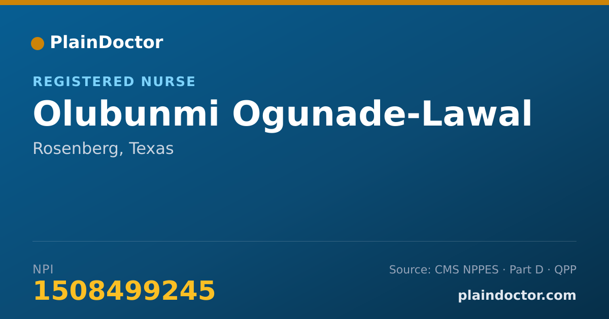 Shareable card for Olubunmi Ogunade-Lawal - Registered Nurse, Rosenberg, TX