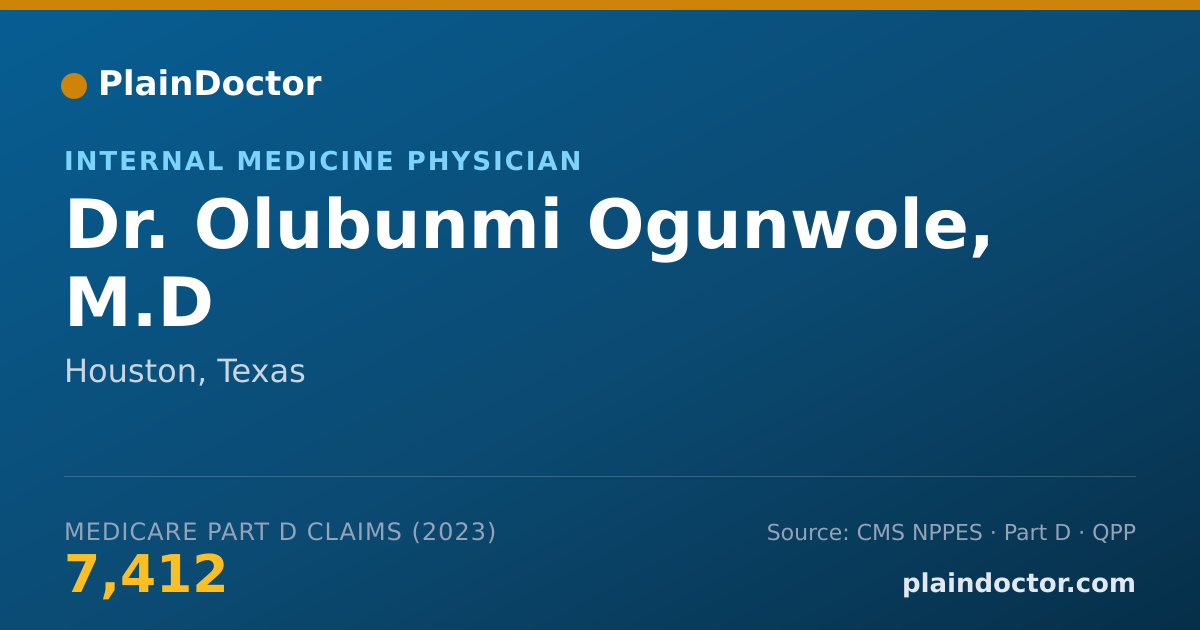 Shareable card for Olubunmi Ogunwole, M.D - Internal Medicine Physician, Houston, TX