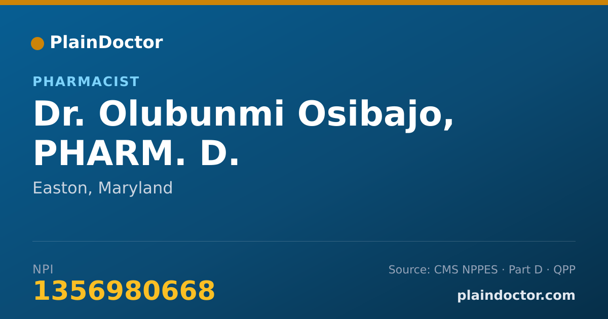Shareable card for Olubunmi Osibajo, PHARM. D. - Pharmacist, Easton, MD