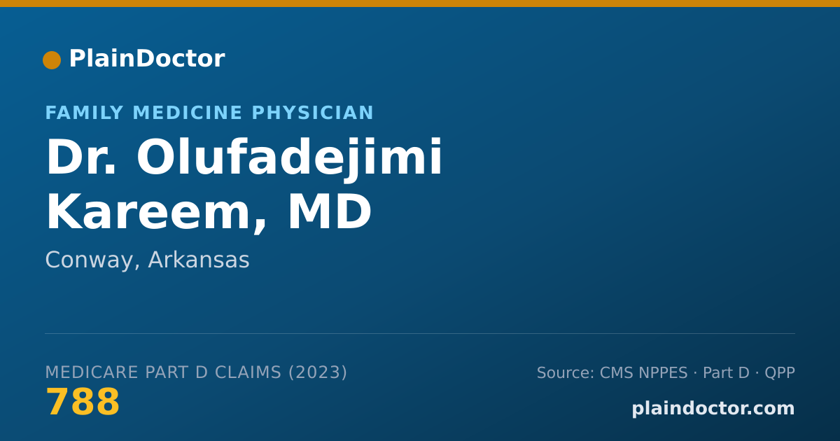 Shareable card for Olufadejimi Kareem, MD - Family Medicine Physician, Conway, AR