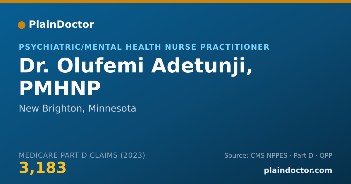 Shareable card for Olufemi Adetunji, PMHNP - Psychiatric/Mental Health Nurse Practitioner, New Brighton, MN